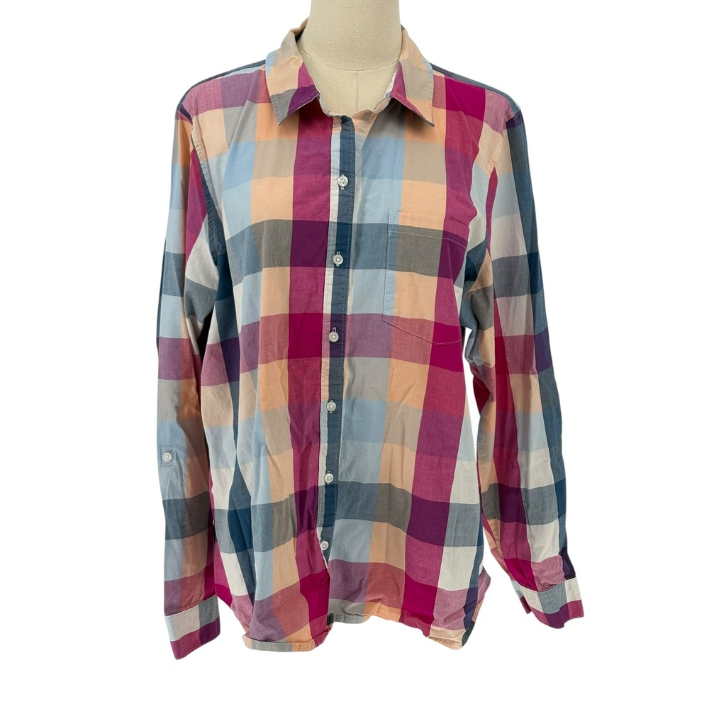 Croft & Barrow Button Down Shirt Multi-Color Plaid Stretch XXL